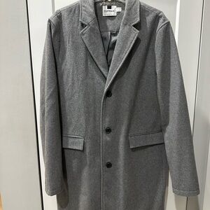 Topman Charcoal Wool Blend Trench Coat for Men